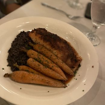 Firefly - Crusted Salmon with black rice and glazed carrots - Steakhouses Near Me - Panama City Beach, Florida Firefly - Crusted Salmon with black rice and glazed carrots - Steakhouses Near Me - Panama City Beach, Florida