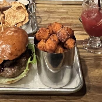 Farmer & the Cow - Turkey burger w sweet potato tots - Burgers Near Me - Wilmington, Delaware Farmer & the Cow - Turkey burger w sweet potato tots - Burgers Near Me - Wilmington, Delaware