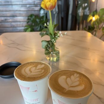 Triune Coffee - Dirty chai latte on the left and Blue Agave Latte - Coffee & Tea Near Me - Huntington Beach, California Triune Coffee - Dirty chai latte on the left and Blue Agave Latte - Coffee & Tea Near Me - Huntington Beach, California