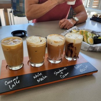 Sueños Coffee - Coffee flight: cocome latte, white mocha, strawberries & cream & golden mocha - Coffee & Tea Near Me - Albuquerque, New Mexico