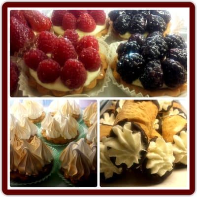 Photo of ShaadZee Bakery Bistro - Pleasant Hill, CA, US. Delicious. Cannolies, Assorted fruit tarts, lemon meringue, & more
