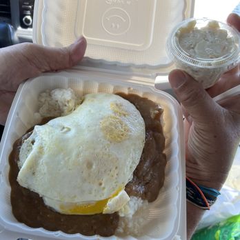 Bob's Bar-B-Que - The loco moco plate & side mac salad that comes w/ each plate - Barbeque Near Me - Honolulu, Hawaii Bob's Bar-B-Que - The loco moco plate & side mac salad that comes w/ each plate - Barbeque Near Me - Honolulu, Hawaii
