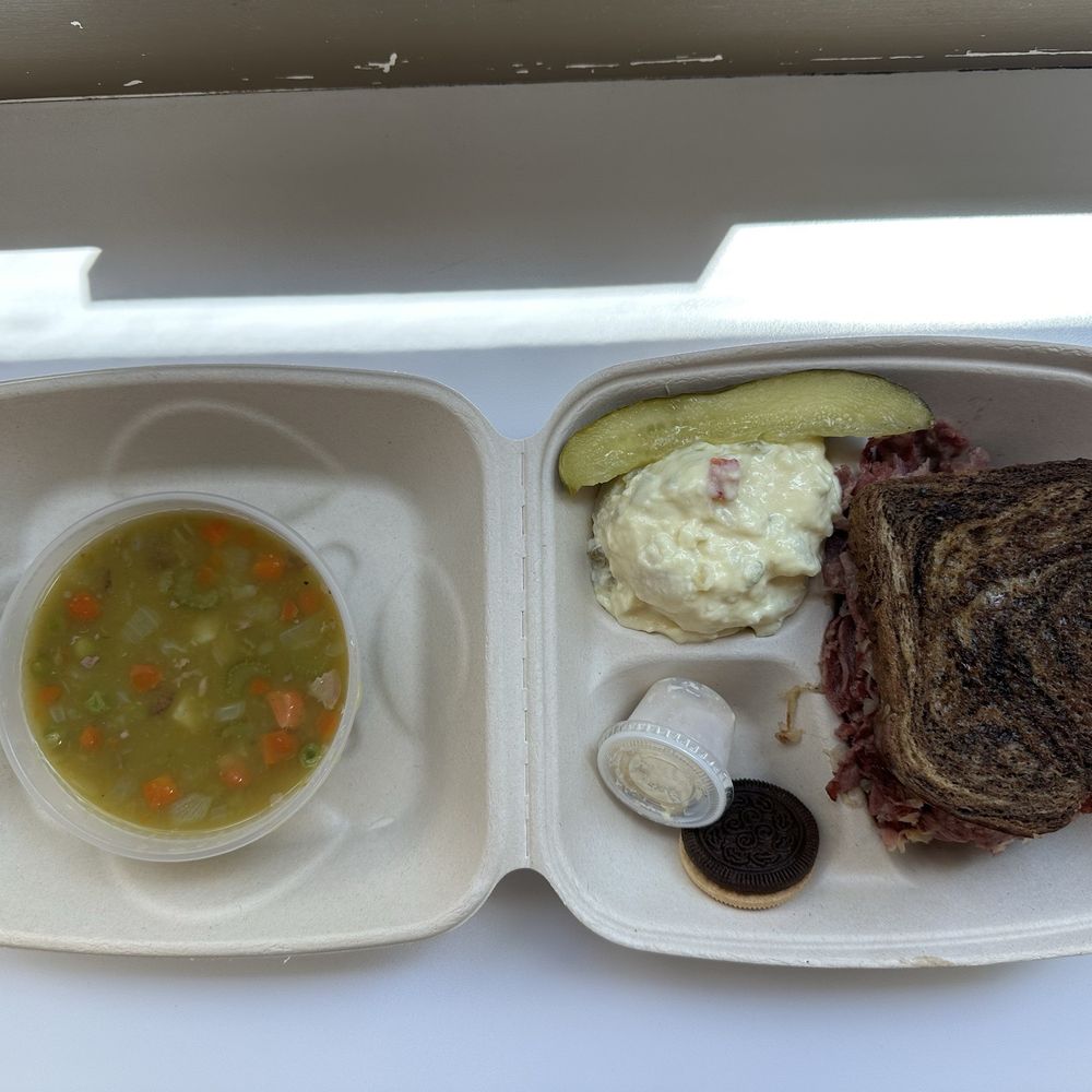 Market House Meats - 1/2 Reuben Sandwich, pea soup - IG @bougiefoodieboi - Meat Shops Near Me - Seattle, Washington Market House Meats - 1/2 Reuben Sandwich, pea soup - IG @bougiefoodieboi - Meat Shops Near Me - Seattle, Washington