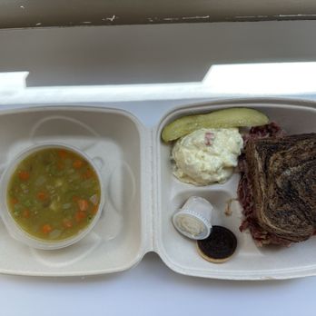 Market House Meats - 1/2 Reuben Sandwich, pea soup - IG @bougiefoodieboi - Meat Shops Near Me - Seattle, Washington Market House Meats - 1/2 Reuben Sandwich, pea soup - IG @bougiefoodieboi - Meat Shops Near Me - Seattle, Washington