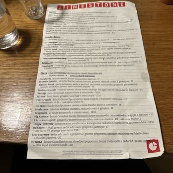 Limestone - menu - Pizza Near Me - Lawrence, Kansas