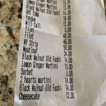 Foothills Milling - Our receipt with the charge for the birthday dessert. - New American Near Me - Maryville, Tennessee