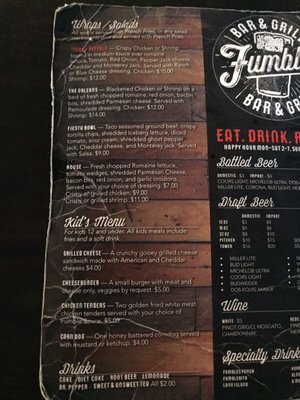 Menu photo 1 Fumbles Bar & Grill Shreveport, LA