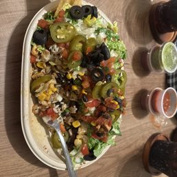 "Bowl" with Adobo Chicken and a bunch of random goodies! "Bowl" with Adobo Chicken and a bunch of random goodies!