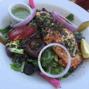 Dish N Dash - Milpitas - Mediterranean salad with salmon.. delicious! Huge portion! - Middle Eastern Near Me - Milpitas, California