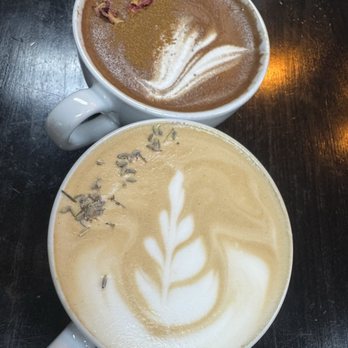 Caramelo Café - Amor de Naty (espresso with Abuelita hot chocolate & cinnamon) & Miel y Lavanda (lavender honey latte) - Creperies Near Me - La Puente, California Caramelo Café - Amor de Naty (espresso with Abuelita hot chocolate & cinnamon) & Miel y Lavanda (lavender honey latte) - Creperies Near Me - La Puente, California