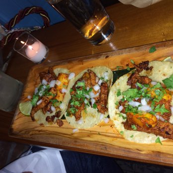 Conmigo - Al Pastor Tacos - pork tenderloin with pineapple and white onions - Cocktail Bars Near Me - New York, New York