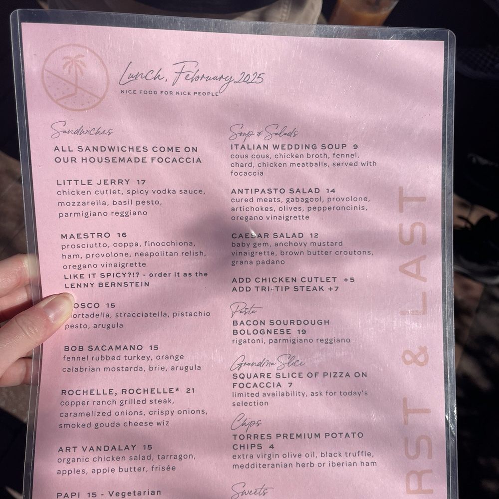 First & Last - Lunch menu February - Italian Near Me - Phoenix, Arizona