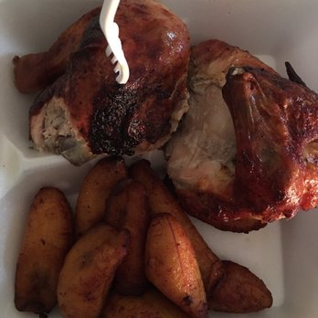 Al Toque Peruvian Restaurant - Half a chicken and sweet plantains instead of fries (couldn't wait to take the pic, had to snag a bite) - Peruvian Near Me - Somerset, New Jersey