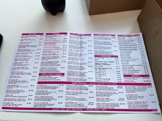 Menu photo 4 Pink's Hot Dogs Los Angeles, CA Menu photo 4 Pink's Hot Dogs Los Angeles, CA