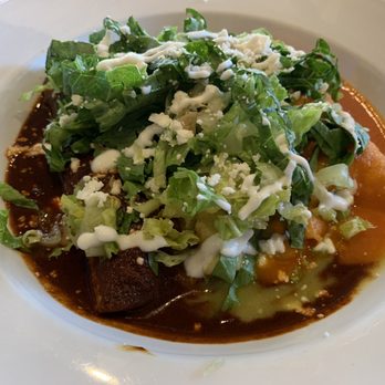 Aro Latin - Enchiladas with mole sauce, red sauce and green sauce - Latin American Near Me - South Pasadena, California Aro Latin - Enchiladas with mole sauce, red sauce and green sauce - Latin American Near Me - South Pasadena, California