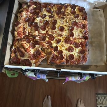 Franco's Pizza - same pizza smashed to one side - Pizza Near Me - Buffalo, New York