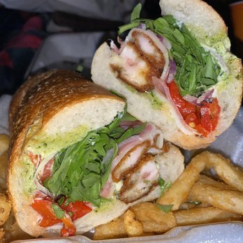 Johnny Napkins - Chicken cutlet, prosciutto, fresh mozzarella, arugula, roasted red peppers, onion, pesto, mayo and balsamic vinegar - Pizza Near Me - Union, New Jersey