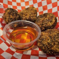Vaucresson's Sausage Company - Fried Boudin Balls with Steens Sweet Cane Syrup