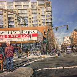 J Pepin Art Gallery - Painting of Powells bookstore which was an auto dealership in the mid-1900s