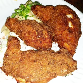 The Attic - BUTTERMILK FRIED CHICKEN served with house slaw and yukon mashed potatoes ($17): The 2 top pieces were sour, and rancid. Chicken was spoiled - Breakfast & Brunch Near Me - Long Beach, California