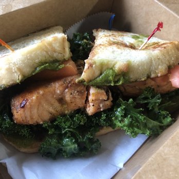 Spread Love & Eat - Pesto BBQ Salmon Sandwich - Vegan Near Me - New York, New York Spread Love & Eat - Pesto BBQ Salmon Sandwich - Vegan Near Me - New York, New York