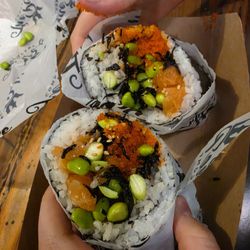 Poke burrito, like a giant sushi roll