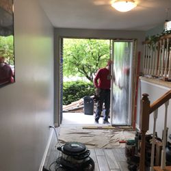 The Door Store - Custom install: side window , electrical light switches in frame, door hung with no gaps. Master carpenter. One day.