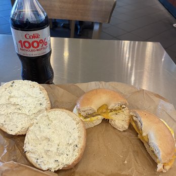Einstein Bros. Bagels - Six cheese bagel with onion and chives, Turkey sausage, one egg and extra cheese plus Diet Coke $18.30 - Bagels Near Me - San Diego, California Einstein Bros. Bagels - Six cheese bagel with onion and chives, Turkey sausage, one egg and extra cheese plus Diet Coke $18.30 - Bagels Near Me - San Diego, California