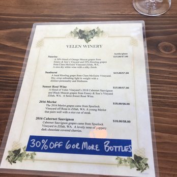 Velen Winery - The menu. - Wineries Near Me - Zillah, Washington Velen Winery - The menu. - Wineries Near Me - Zillah, Washington