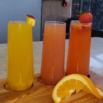 Cafe Mimosa - Mimosas flight, mango, guava and strawberry. - Breakfast & Brunch Near Me - Santa Rosa, California Cafe Mimosa - Mimosas flight, mango, guava and strawberry. - Breakfast & Brunch Near Me - Santa Rosa, California