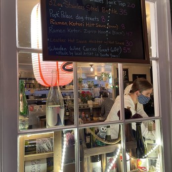 Ramen Kotori - Window with sign of merch for sale - Ramen Near Me - Solvang, California Ramen Kotori - Window with sign of merch for sale - Ramen Near Me - Solvang, California
