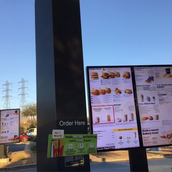McDonald's - menus on a pole in a parking lot - Fast Food Near Me - Cabazon, California