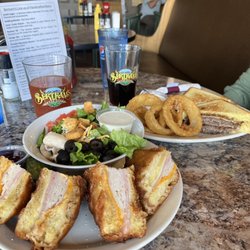 Bertram's Salmon Valley Brewery - Had to order it, rarely seen on menus any more...Monte Cristo! (With side salad) and the steak sandwich special! Yummy!