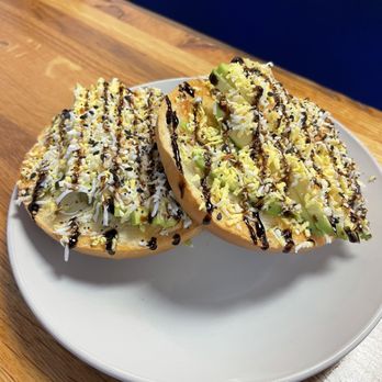 Caffeine Machine - Toasted Bagel with Avocado and Shredded Egg - Coffee & Tea Near Me - Las Vegas, Nevada