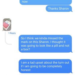 Boutique Baker - Our conversation after I got a photo of the cake