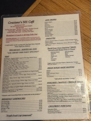 Menu photo 1 Graziano's 501 Cafe Portsmouth, RI Menu photo 1 Graziano's 501 Cafe Portsmouth, RI