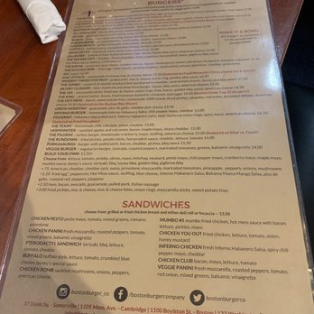 Boston Burger - Menu - Burgers Near Me - Boston, Massachusetts