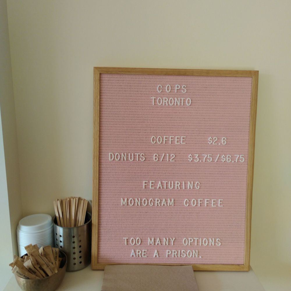 Cops - Pink display sign - Coffee & Tea Near Me - Toronto, Ontario Cops - Pink display sign - Coffee & Tea Near Me - Toronto, Ontario