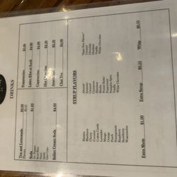 The Shack & Co - Drink menu