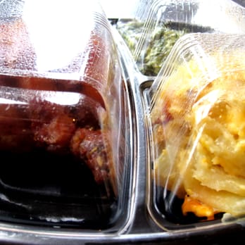 Poulet - Rotisserie chicken leg quarter with creamed spinach, scalloped potatoes to-go - Ice Cream & Frozen Yogurt Near Me - Lutherville, Maryland