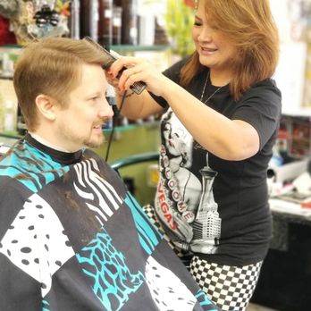 Sharpcuts - Trizzie in the middle of cutting My Sweetie's hair. - Barbers Near Me - Kent, Washington Sharpcuts - Trizzie in the middle of cutting My Sweetie's hair. - Barbers Near Me - Kent, Washington