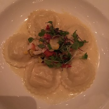 Alma Nove - Lobster ravioli, lobster-corn relish, sweet corn cream - Italian Near Me - Hingham, Massachusetts
