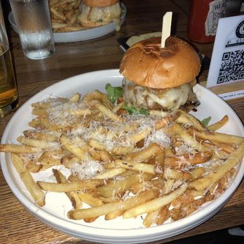 The Elgin - French Onion Soup Burger + Truffle Fries - Cocktail Bars Near Me - New York, New York The Elgin - French Onion Soup Burger + Truffle Fries - Cocktail Bars Near Me - New York, New York