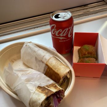 Fanoos Grills - Chicken Shawarma Wrap , Baklava and a coke - Falafel Near Me - San Francisco, California Fanoos Grills - Chicken Shawarma Wrap , Baklava and a coke - Falafel Near Me - San Francisco, California