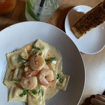JOEY Eau Claire - Ravioli With Lobster Cream & Seared Prawns - Canadian (New) Near Me - Calgary, Alberta JOEY Eau Claire - Ravioli With Lobster Cream & Seared Prawns - Canadian (New) Near Me - Calgary, Alberta