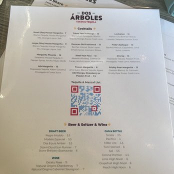 Dos Arboles - Cocktail Menu - May 2023 - Tacos Near Me - Frankfort, Michigan Dos Arboles - Cocktail Menu - May 2023 - Tacos Near Me - Frankfort, Michigan