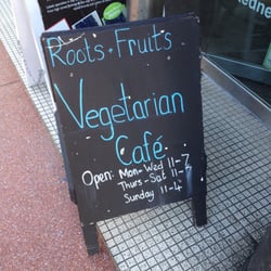 Roots and Fruits - Sign outside the restaurant