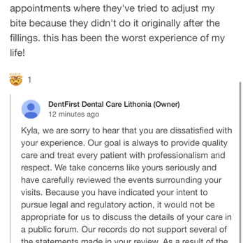 DentFirst Dental Care - when i spoke up in google the called me a liar and discharged me as a patient. like i would have ever went back - Orthodontists Near Me - Lithonia, Georgia DentFirst Dental Care - when i spoke up in google the called me a liar and discharged me as a patient. like i would have ever went back - Orthodontists Near Me - Lithonia, Georgia