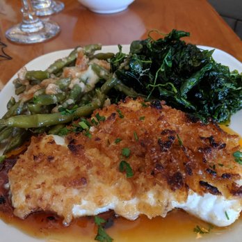 Islands Fish Grill - Onion Crusted Grouper, Fried Spinach & Green Beans - Seafood Near Me - Indialantic, Florida