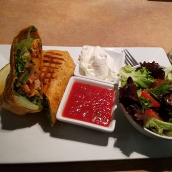 Cafe Del Sol - Chicken wrap and a side of garden greens - New American Near Me - Hagerstown, Maryland Cafe Del Sol - Chicken wrap and a side of garden greens - New American Near Me - Hagerstown, Maryland